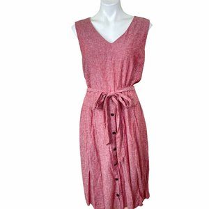 CJ BANKS SIZE 14W RED FIT AND FLARE LINEN BLEND WOMEN DRESS. NWT